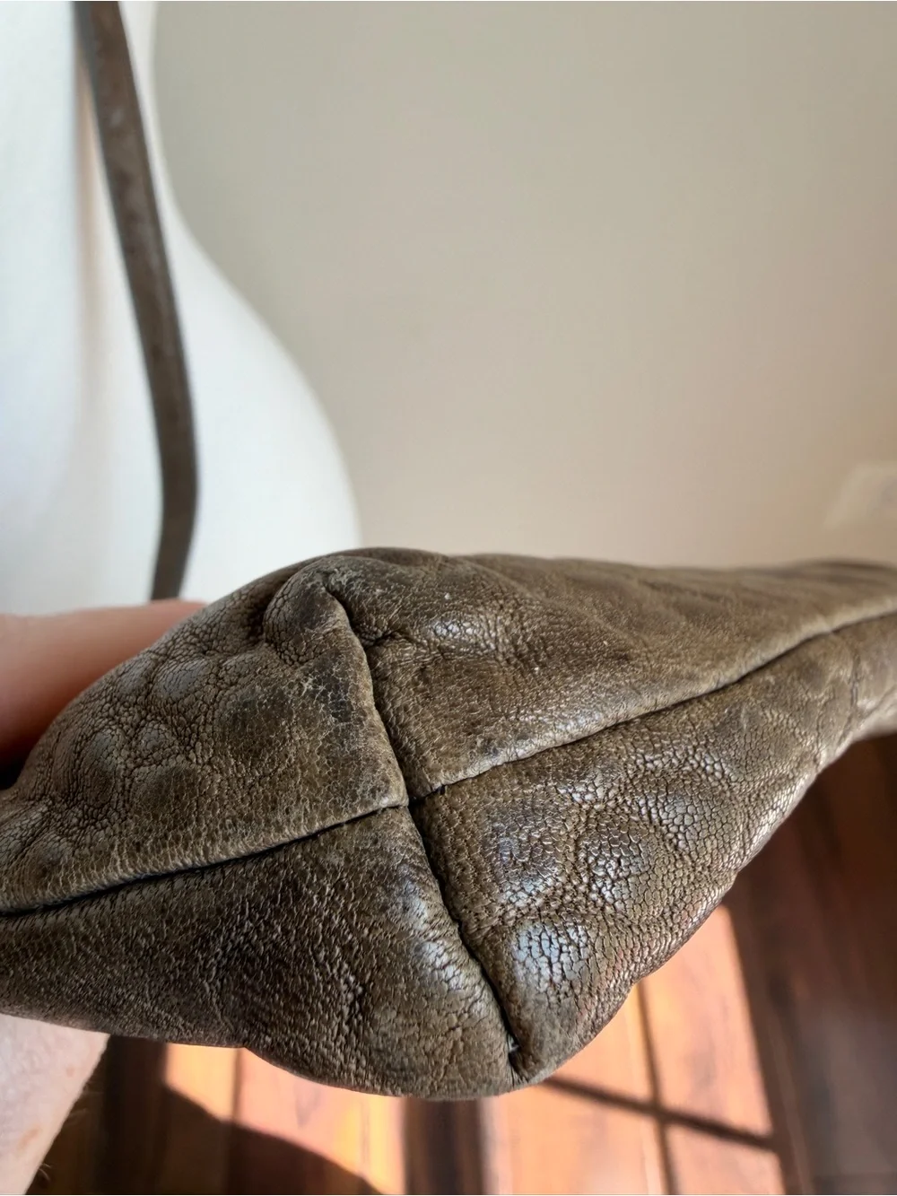 Will Leather Goods Mini Crossbody Pebble Leather Elephant Taupe Purse